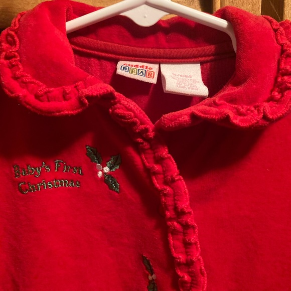 Cuddle Bear “Baby’s First Christmas” Red Velour Onesie - Picture 5 of 14